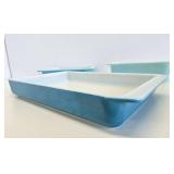 3 Piece Set of Vintage Blue PYREX Baking Dishes