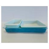 3 Piece Set of Vintage Blue PYREX Baking Dishes