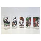 Set of 5 Vintage Looney Toons Character Glasses