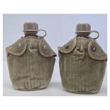 Pair of Vintage Vietnam War Canteens w/Canvas Holders