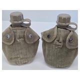 Pair of Vintage Vietnam War Canteens w/Canvas Holders