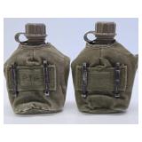Pair of Vintage Vietnam War Canteens w/Canvas Holders