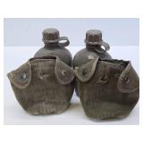 Pair of Vintage Vietnam War Canteens w/Canvas Holders