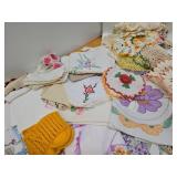 Great Estate Lot of Vintage Handmade Doilies Linens etc