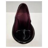 Excellent Large Signed Organic Abstract Dark Purple Art Glass Bowl by Lisa R. Rowe