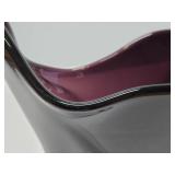 Excellent Large Signed Organic Abstract Dark Purple Art Glass Bowl by Lisa R. Rowe