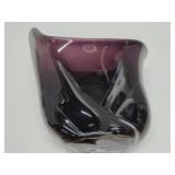 Excellent Large Signed Organic Abstract Dark Purple Art Glass Bowl by Lisa R. Rowe