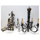 2 Ornate Hanging Metal Chandelier Light Fixtures