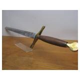 LARGE Stainless Steel Sword w/Wood Handle, Solid Brass Guard, & Leather Sheath - New In Box #1