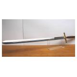 LARGE Stainless Steel Sword w/Wood Handle, Solid Brass Guard, & Leather Sheath - New In Box #3