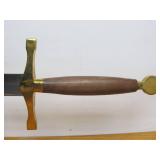 LARGE Stainless Steel Sword w/Wood Handle, Solid Brass Guard, & Leather Sheath - New In Box #3