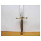 LARGE Stainless Steel Sword w/Wood Handle, Solid Brass Guard, & Leather Sheath - New In Box #5