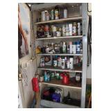 Contents of Cabinet - Chemicals, Paint, Bottle Jack