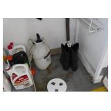 Contents of Cabinet - Riding Gear, Solder Irons, Lawn and Garden Chemicals