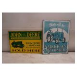 2 Tractor Signs - John Deere, American Farmers