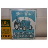2 Tractor Signs - John Deere, American Farmers