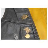 Vintage Black Leather Vest with Pins - Size 42
