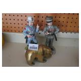 Brass Bear and Soldier Figurines
