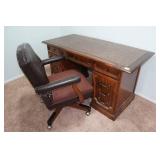 Wood Desk with Rolling Chair