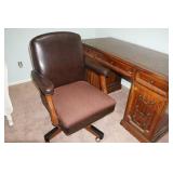 Wood Desk with Rolling Chair