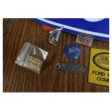 Ford Sign, Large Sticker, and Pins