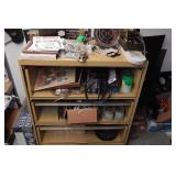 Metal Shelf with Contents - Sunflower Heater, Belt Sander, Sprinkler Parts