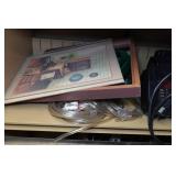 Metal Shelf with Contents - Sunflower Heater, Belt Sander, Sprinkler Parts