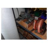 Shelf with Contents - Brake Calipers, Abrasive Discs, Small Parts