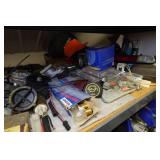 Shelf with Contents - Automotive Lights, Caps, Hitches