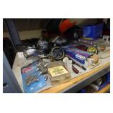 Shelf with Contents - Automotive Lights, Caps, Hitches