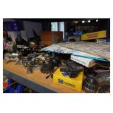 Shelf with Contents - Chain, Small Parts, Ditributors, Spark Plugs