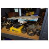 Shelf with Contents - Chain, Small Parts, Ditributors, Spark Plugs