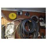 Metal Shelf and Parts - Shocks, Belts, Fish Tape, Snap-On Driver