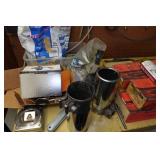 Metal Shelf and Parts - Shocks, Belts, Fish Tape, Snap-On Driver