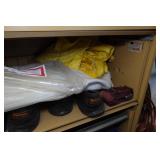 Metal Shelf and Parts - Shocks, Belts, Fish Tape, Snap-On Driver