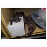 Metal Shelf and Parts - Shocks, Belts, Fish Tape, Snap-On Driver