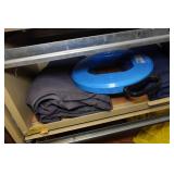 Metal Shelf and Parts - Shocks, Belts, Fish Tape, Snap-On Driver