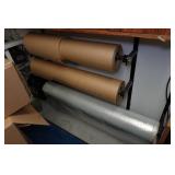 Paper and Sheeting Dispenser Rack with Rolls