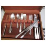 Vintage flatware with wood case...