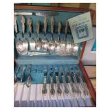 Vintage plated flatware with wood c...