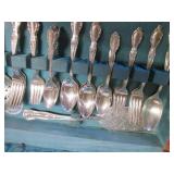 Vintage plated flatware with wood c...
