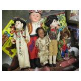 Vintage dolls and figurines of asso...