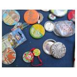 Vintage sports collectibles, button...