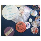 Vintage sports collectibles, button...