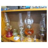 Variety of vintage oil lamps...