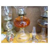 Variety of vintage oil lamps...