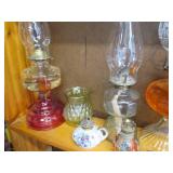 Variety of vintage oil lamps...