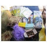 Variety of wigs, gift basket shrink...