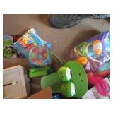 Box of assorted kids toys and activ...