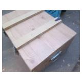 Homemade wood storage trunk with fo...